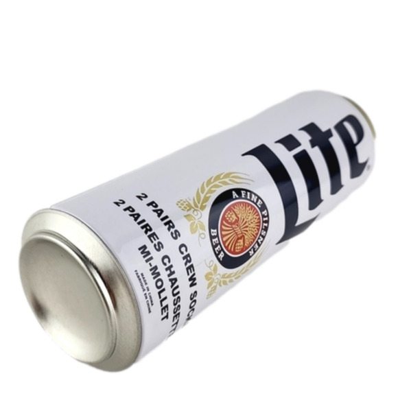 2 Pairs Crew Socks Blue Red White Miller Lite Shoe Size 8-12 - Picture 8 of 9